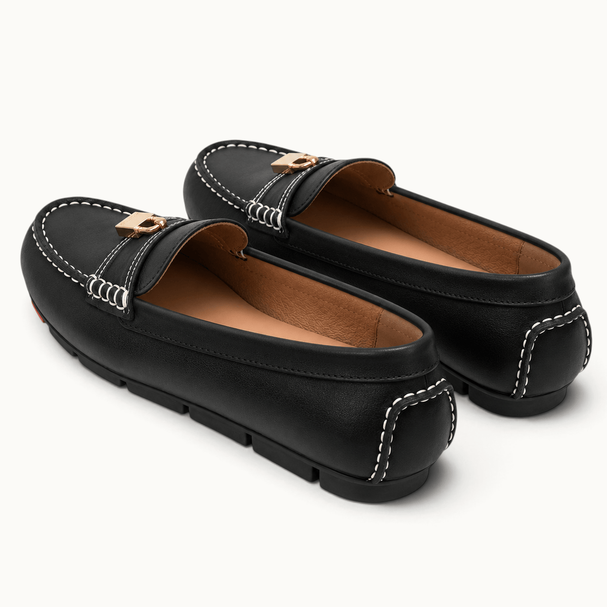 montelore-souliers Femme Mocassins En Cuir Noir