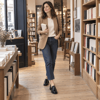 montelore-souliers Mocassin Cuir Noir Femme À Talon Carré Verni