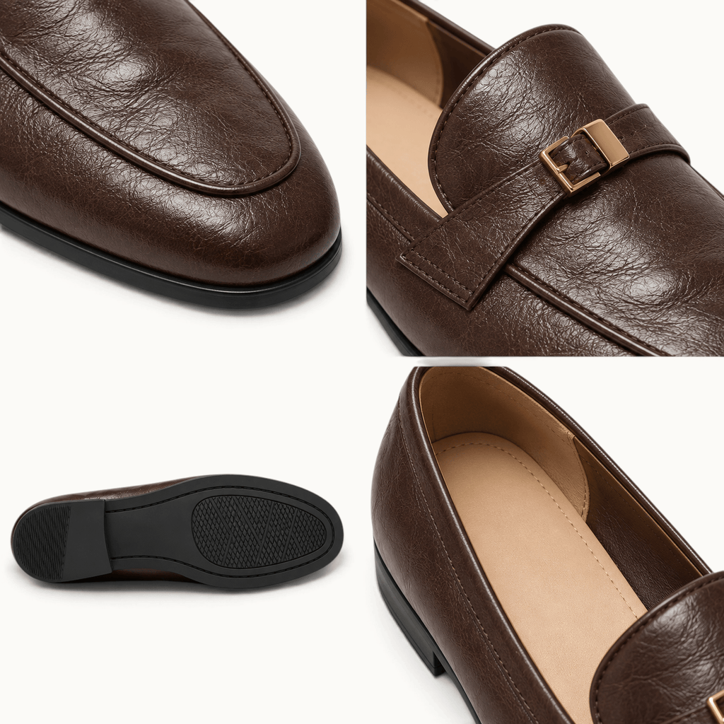 montelore-souliers Mocassin Femme Cuir Marron À Boucle