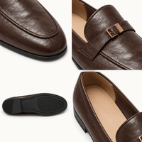 montelore-souliers Mocassin Femme Cuir Marron À Boucle