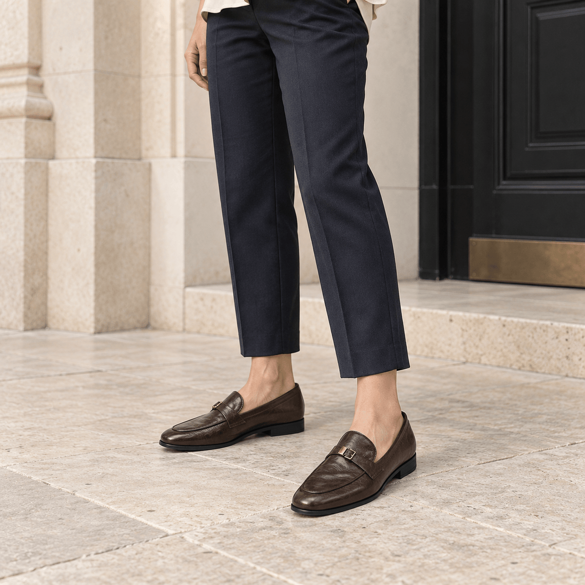 montelore-souliers Mocassin Femme Cuir Marron À Boucle