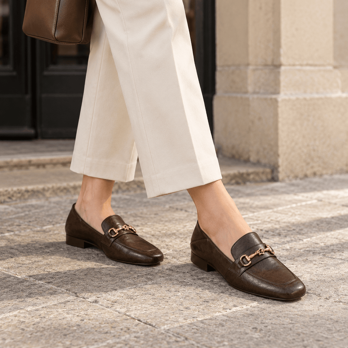 montelore-souliers Mocassins À Boucle Métallique Bout Carré