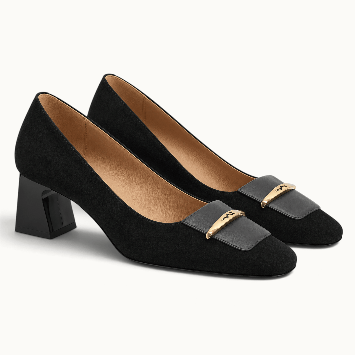 montelore-souliers Mocassins À Bout Carré À Talon Épais