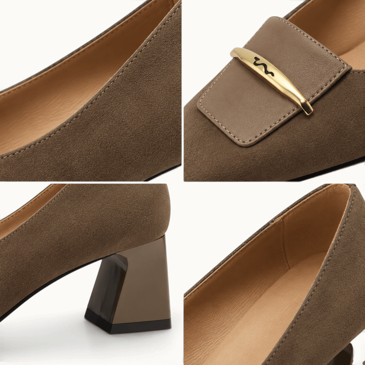 montelore-souliers Mocassins À Bout Carré À Talon Épais