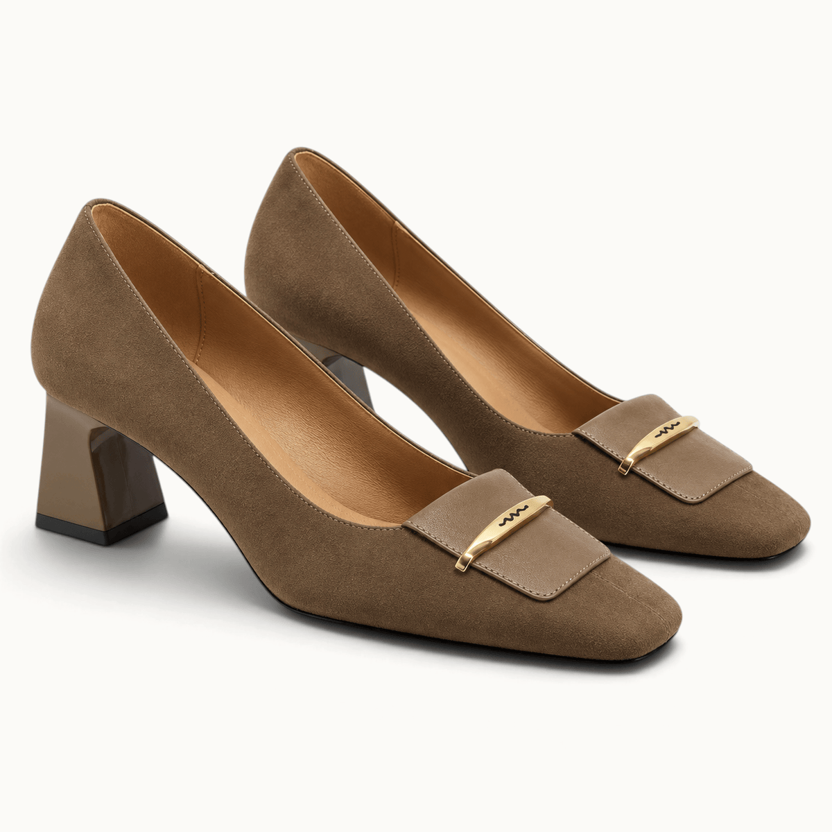 montelore-souliers Mocassins À Bout Carré À Talon Épais