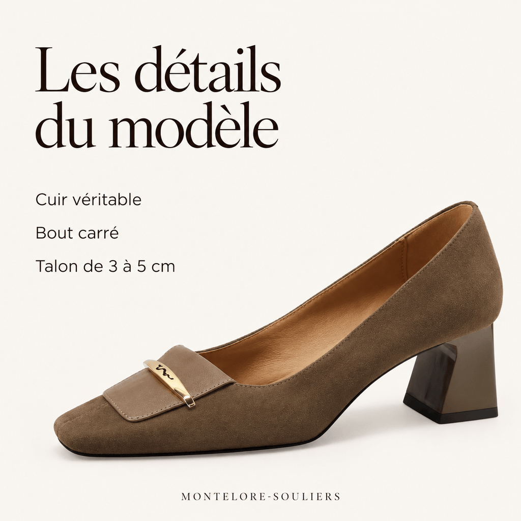 montelore-souliers Mocassins À Bout Carré À Talon Épais