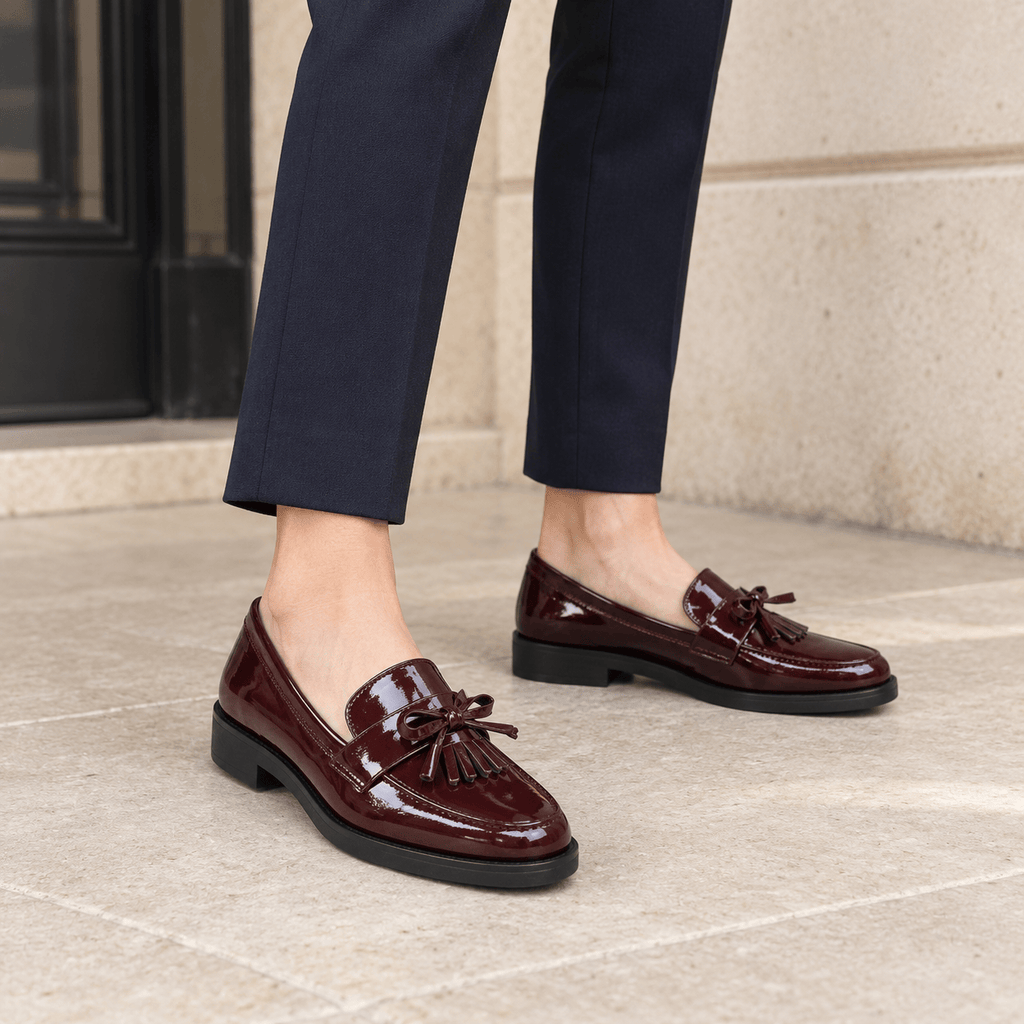 montelore-souliers Mocassins À Gland Vernis Bordeaux