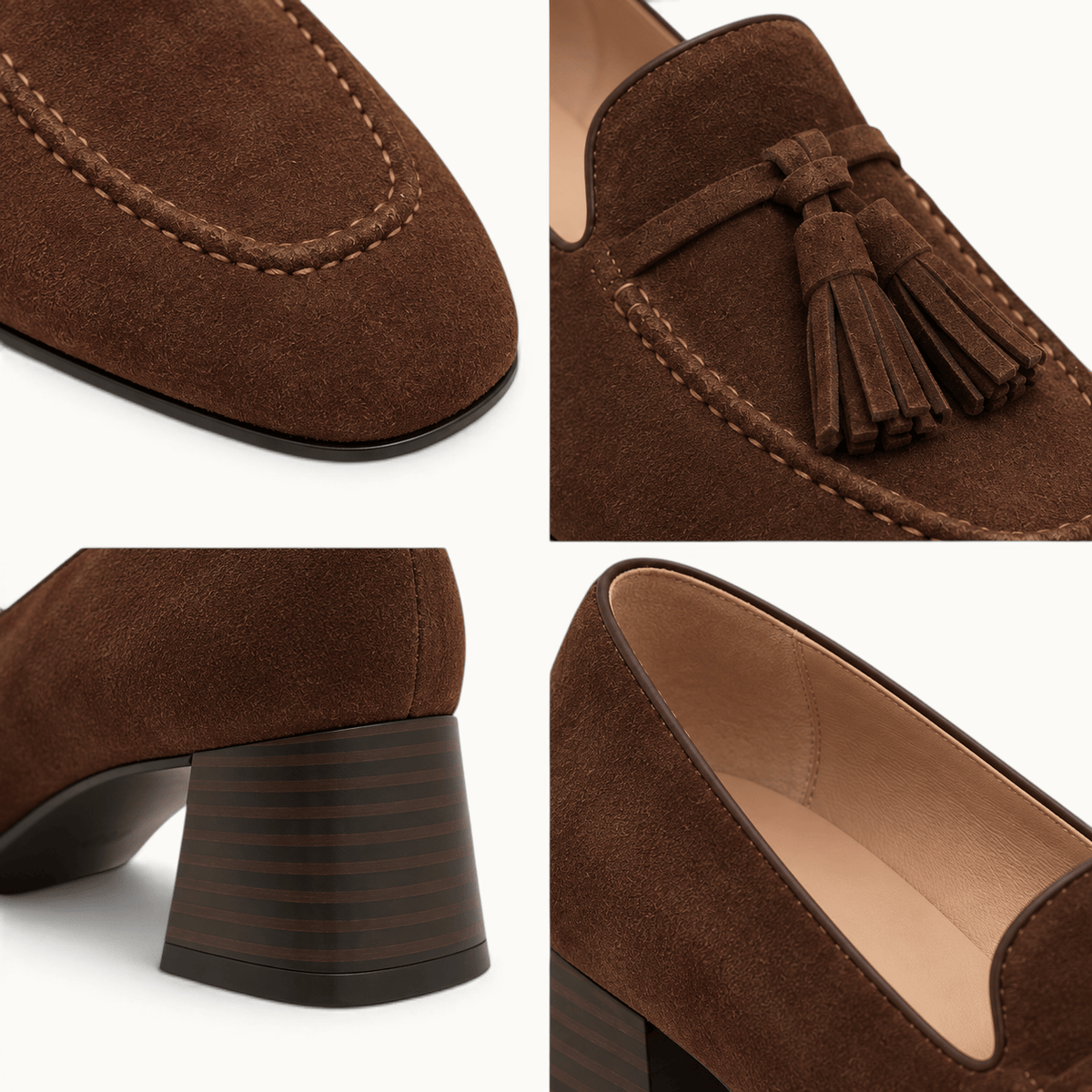 montelore-souliers Mocassins À Talons En Daim Carré