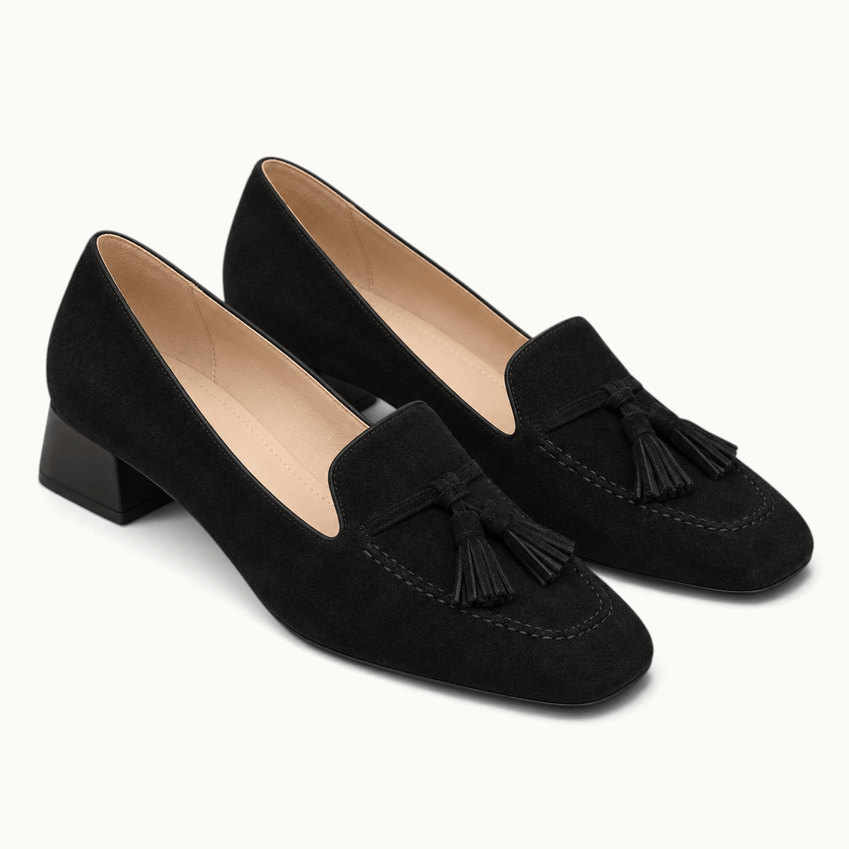montelore-souliers Mocassins À Talons En Daim Carré
