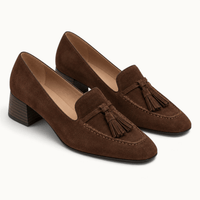 montelore-souliers Mocassins À Talons En Daim Carré