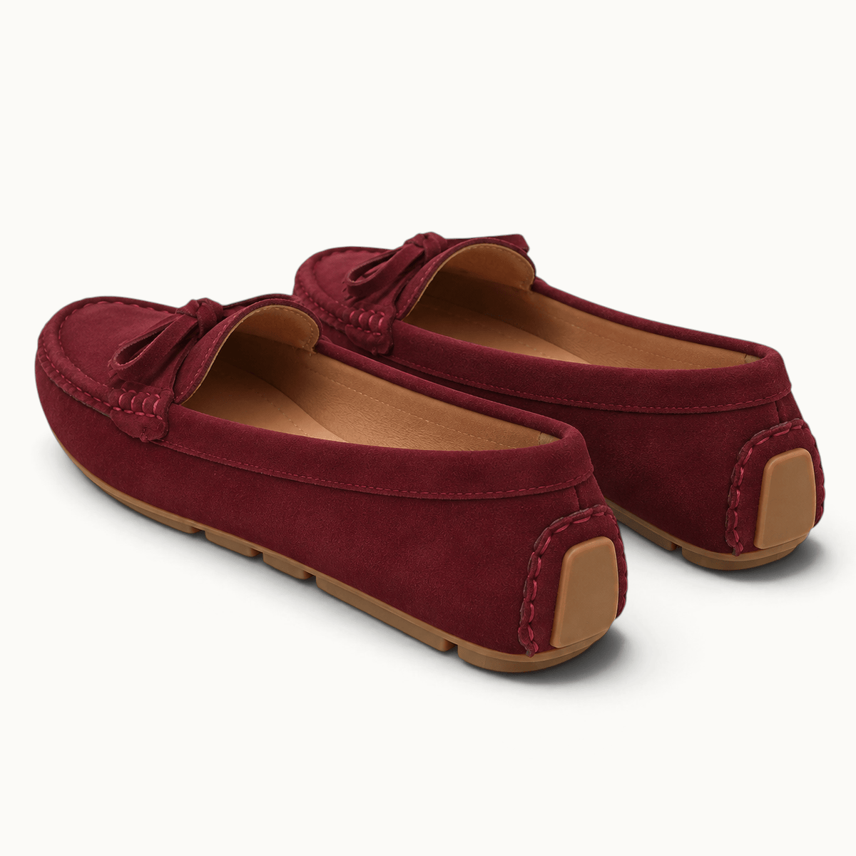 montelore-souliers Mocassins Bordeaux En Cuir Suédé