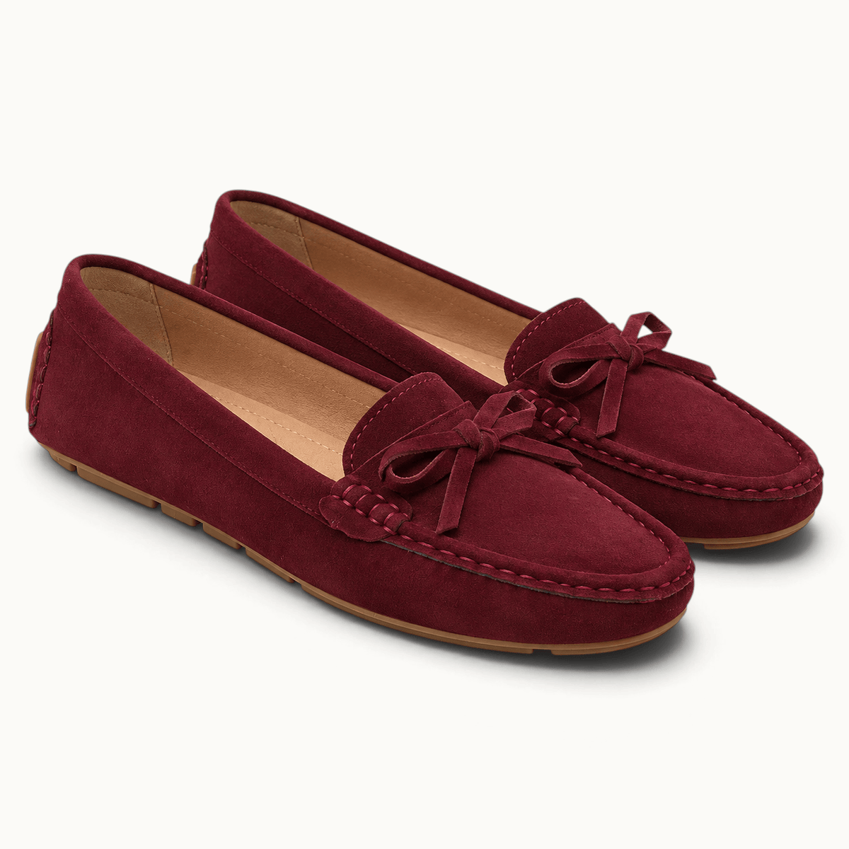 montelore-souliers Mocassins Bordeaux En Cuir Suédé