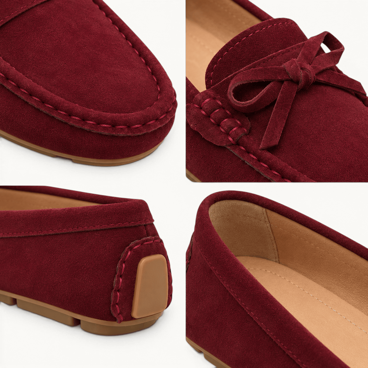 montelore-souliers Mocassins Bordeaux En Cuir Suédé