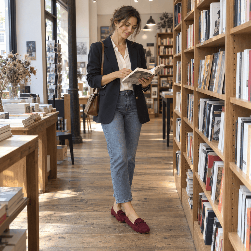 montelore-souliers Mocassins Bordeaux En Cuir Suédé