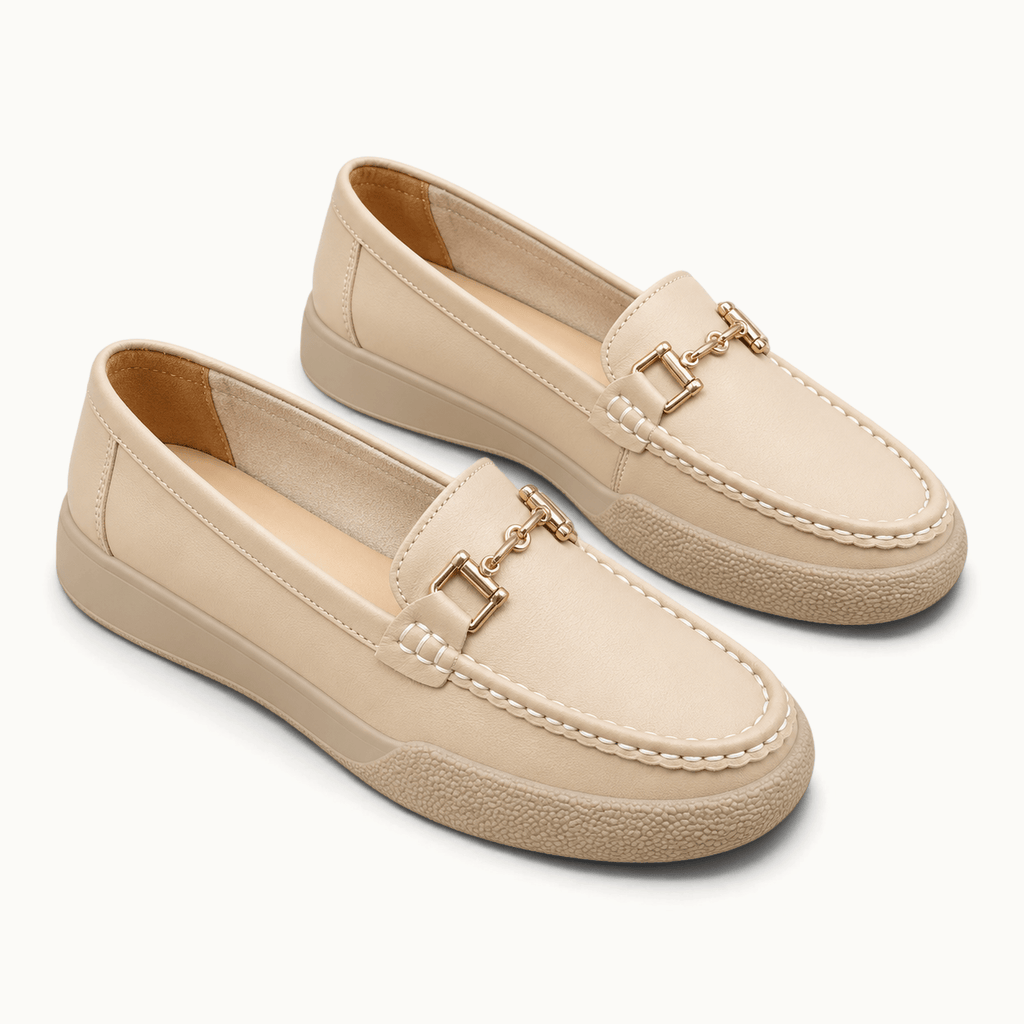 montelore-souliers Mocassins Caoutchouc En Cuir Beige