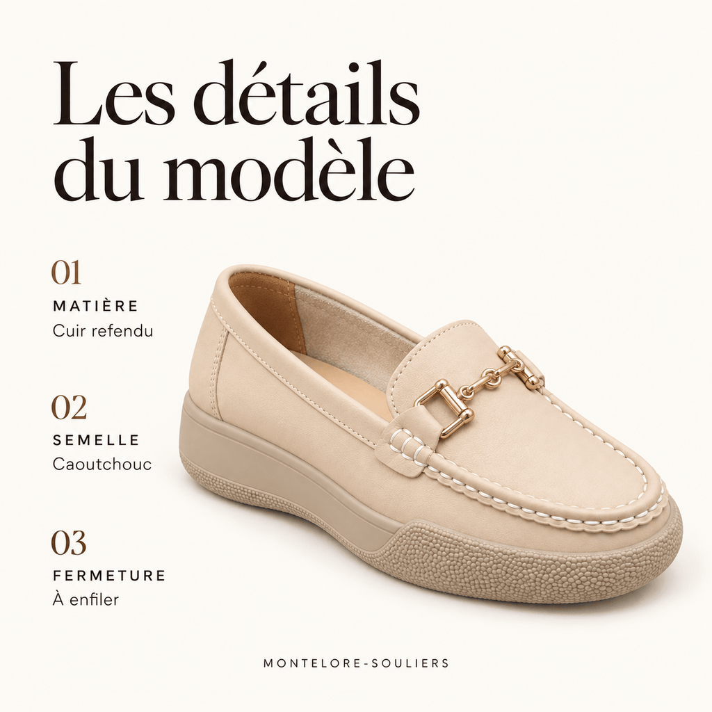 montelore-souliers Mocassins Caoutchouc En Cuir Beige