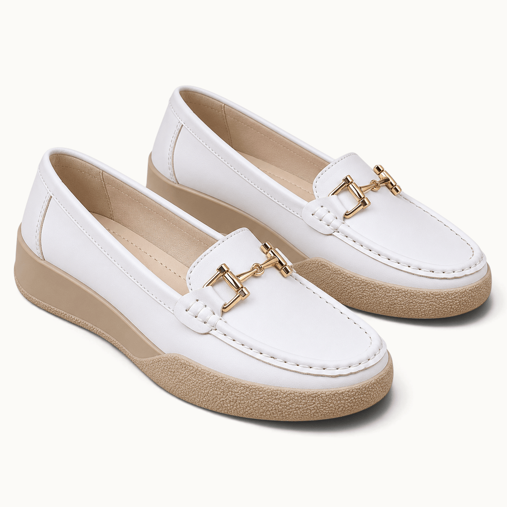 montelore-souliers Mocassins Caoutchouc En Cuir Beige