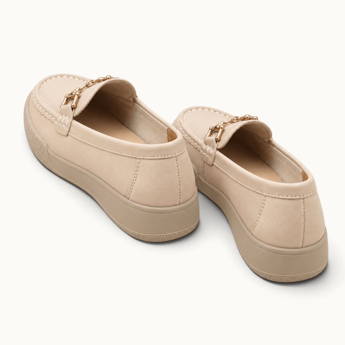 montelore-souliers Mocassins Caoutchouc En Cuir Beige
