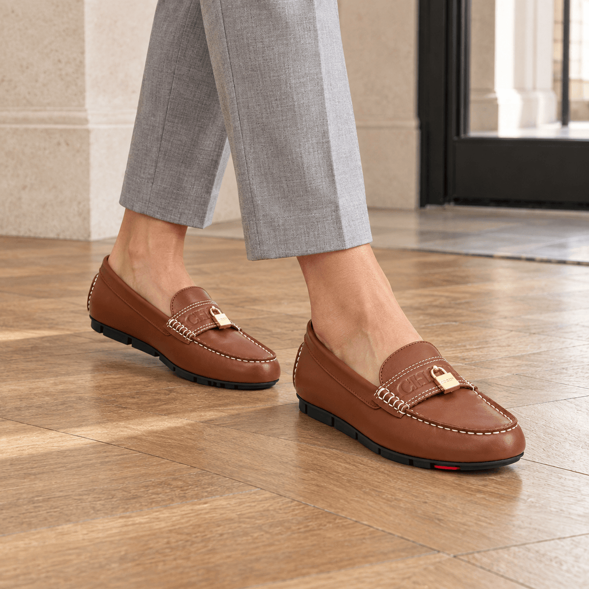 montelore-souliers Mocassins Croûte De Cuir Marron