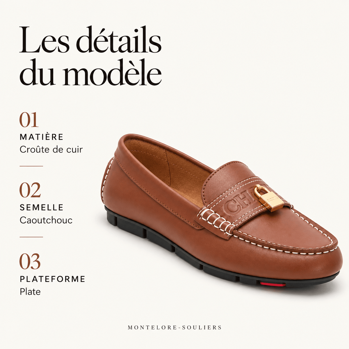 montelore-souliers Mocassins Croûte De Cuir Marron