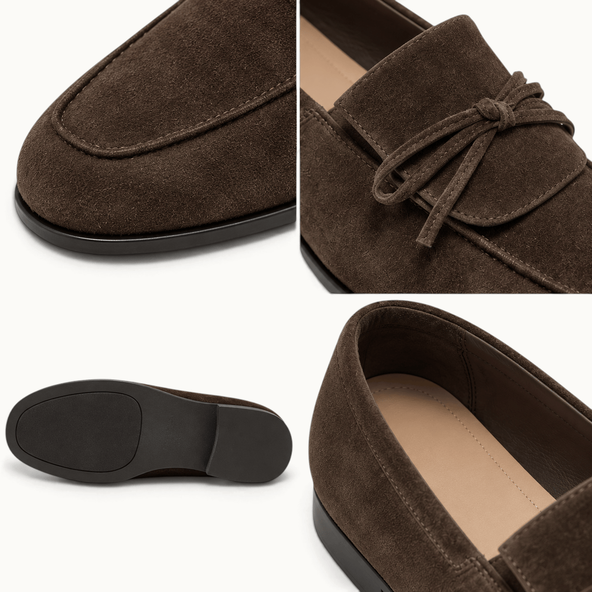 montelore-souliers Mocassins Cuir De Mouton Suédé À Nœud