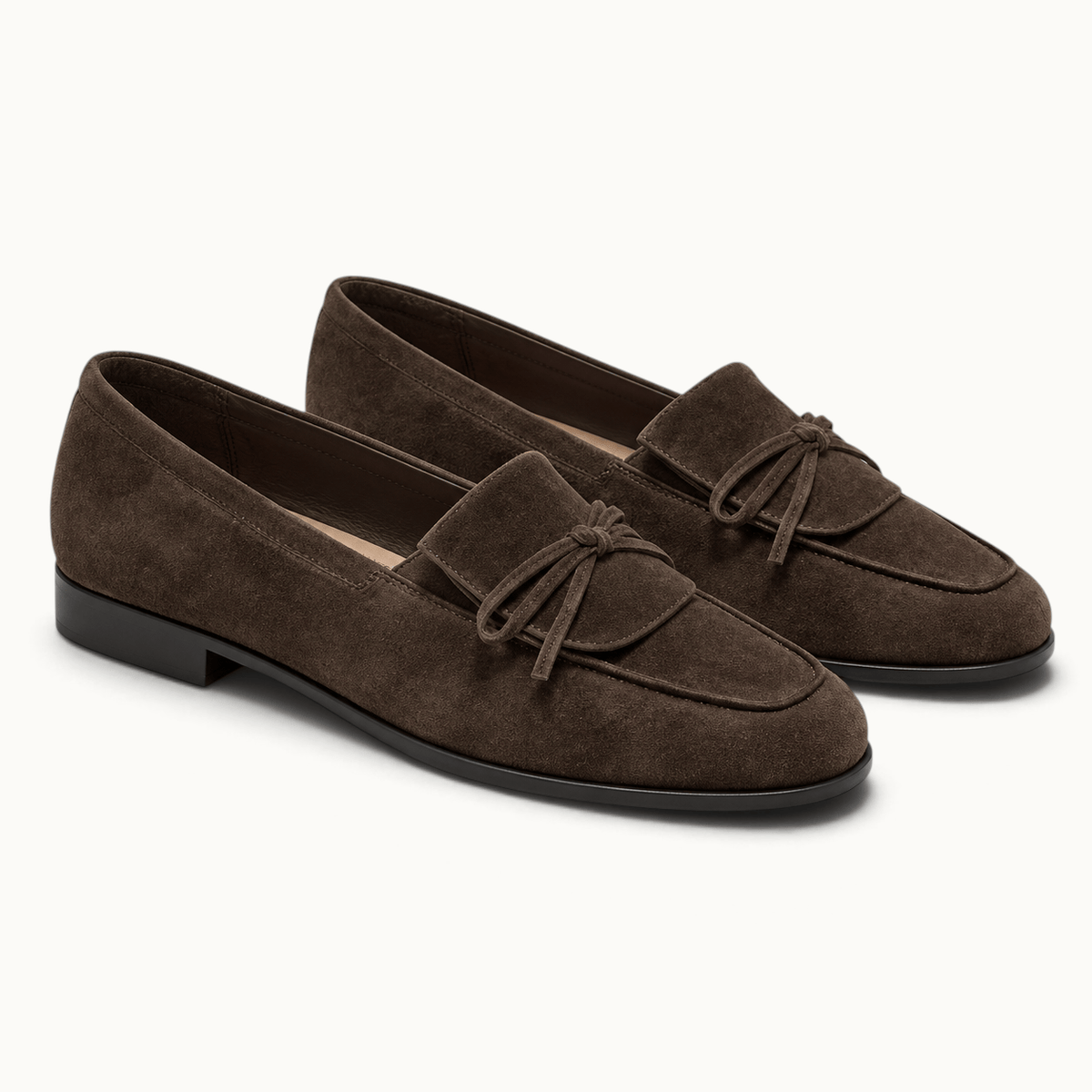 montelore-souliers Mocassins Cuir De Mouton Suédé À Nœud