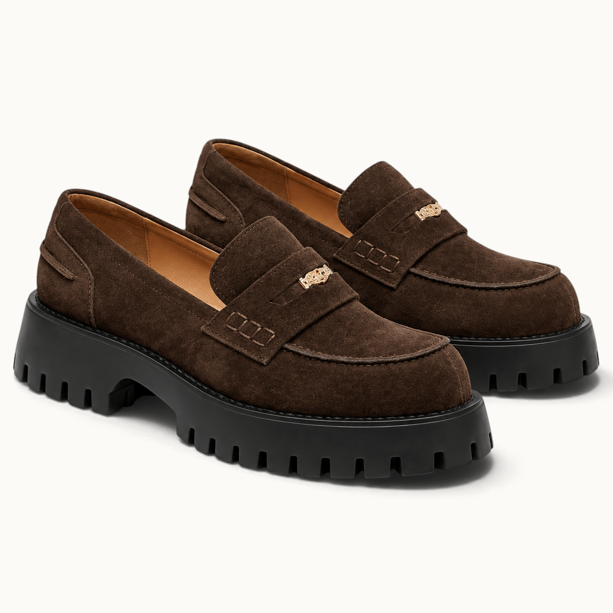 montelore-souliers Mocassins Cuir De Vachette Suédé À Plateforme