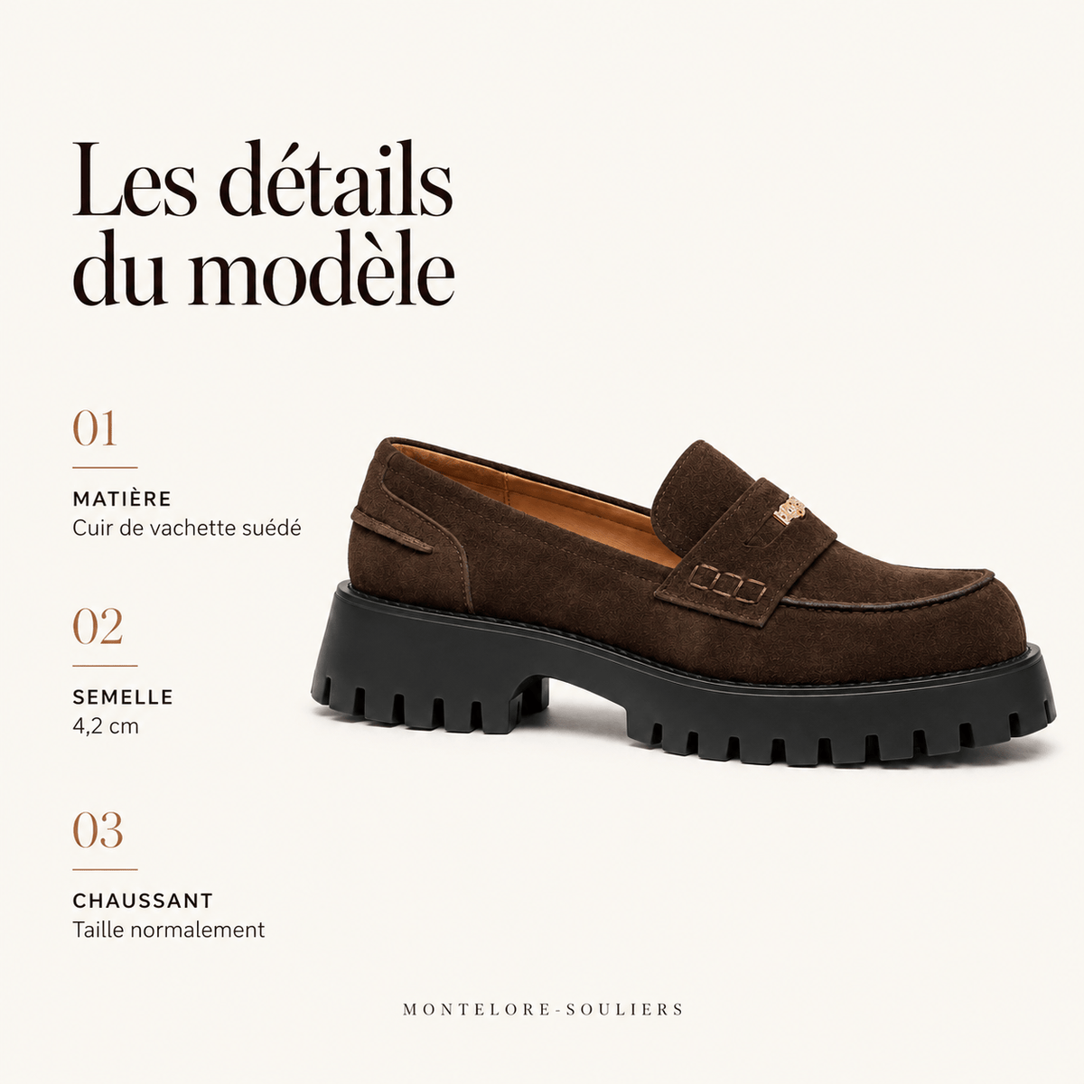 montelore-souliers Mocassins Cuir De Vachette Suédé À Plateforme