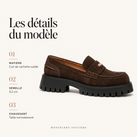 montelore-souliers Mocassins Cuir De Vachette Suédé À Plateforme
