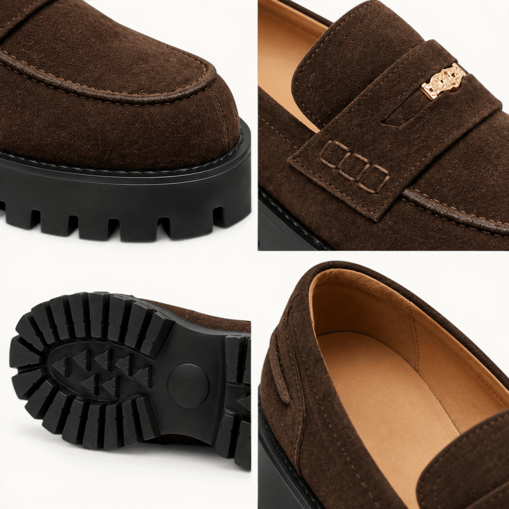 montelore-souliers Mocassins Cuir De Vachette Suédé À Plateforme