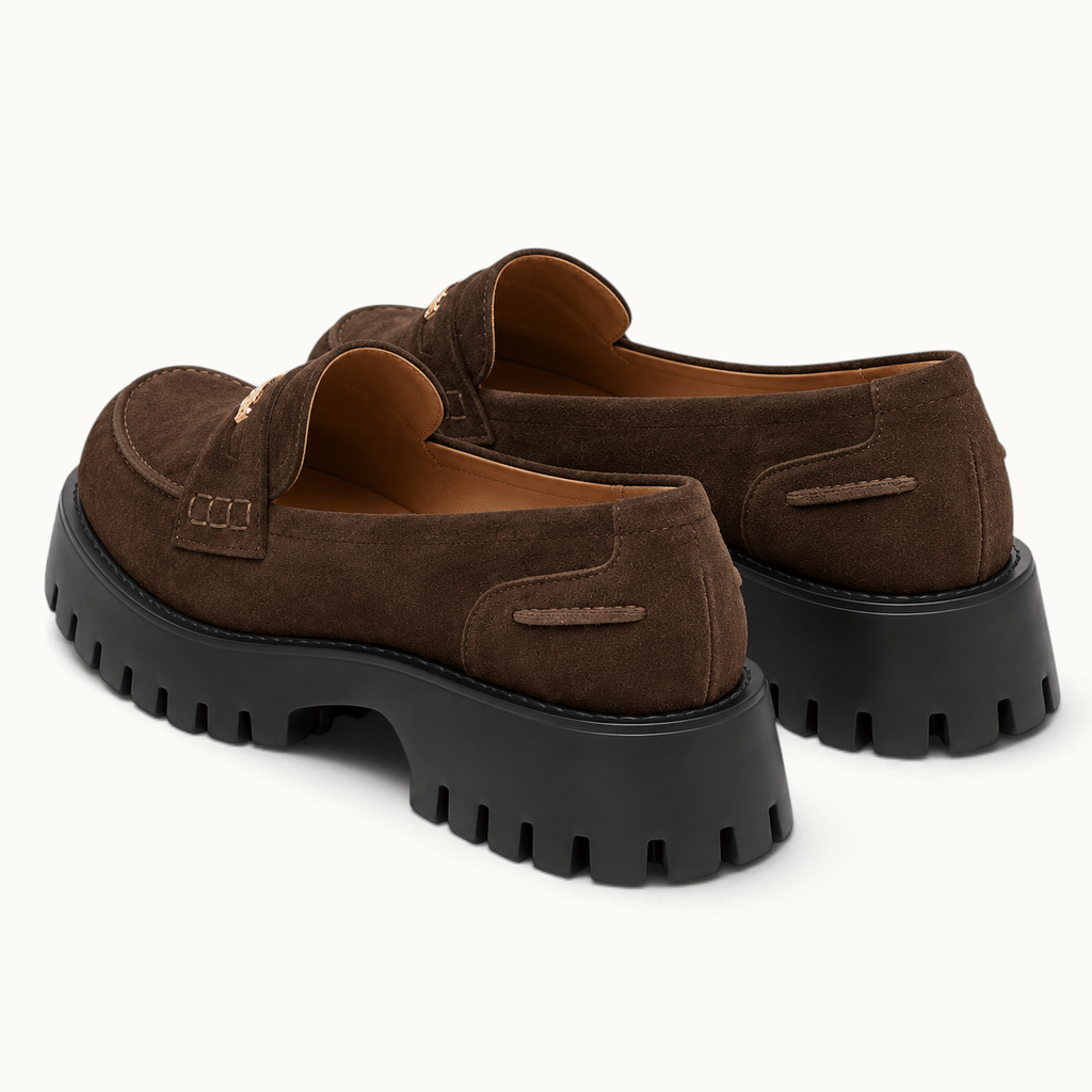 montelore-souliers Mocassins Cuir De Vachette Suédé À Plateforme