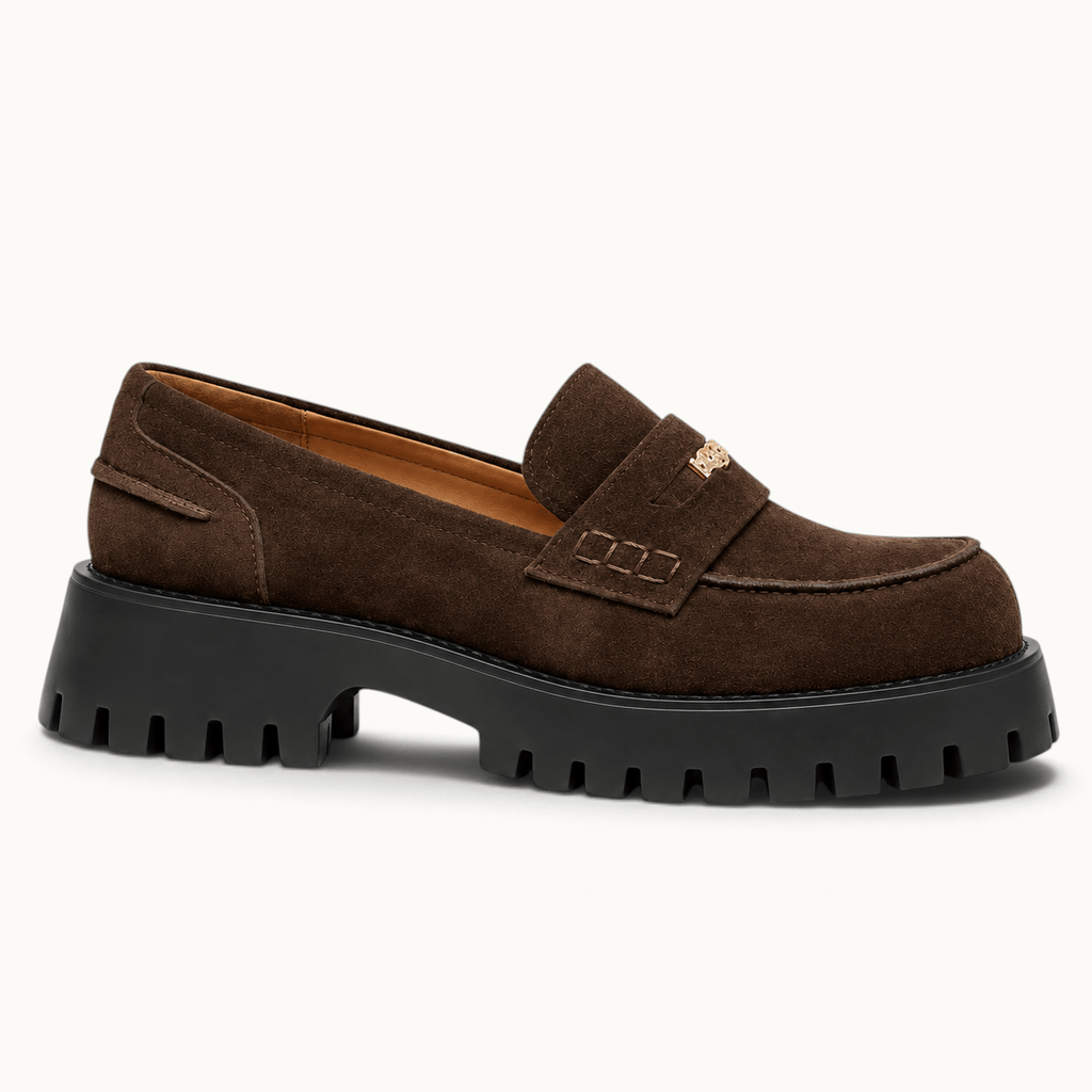 montelore-souliers Mocassins Cuir De Vachette Suédé À Plateforme