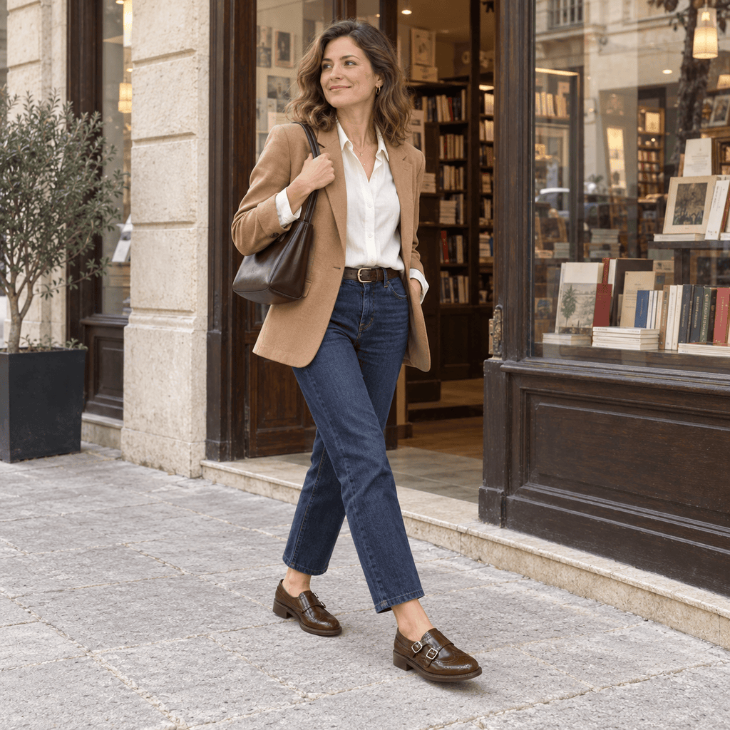 montelore-souliers Mocassins Cuir Fendu À Double Boucle