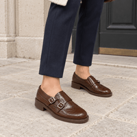 montelore-souliers Mocassins Cuir Fendu À Double Boucle