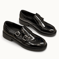 montelore-souliers Mocassins Cuir Fendu À Double Boucle