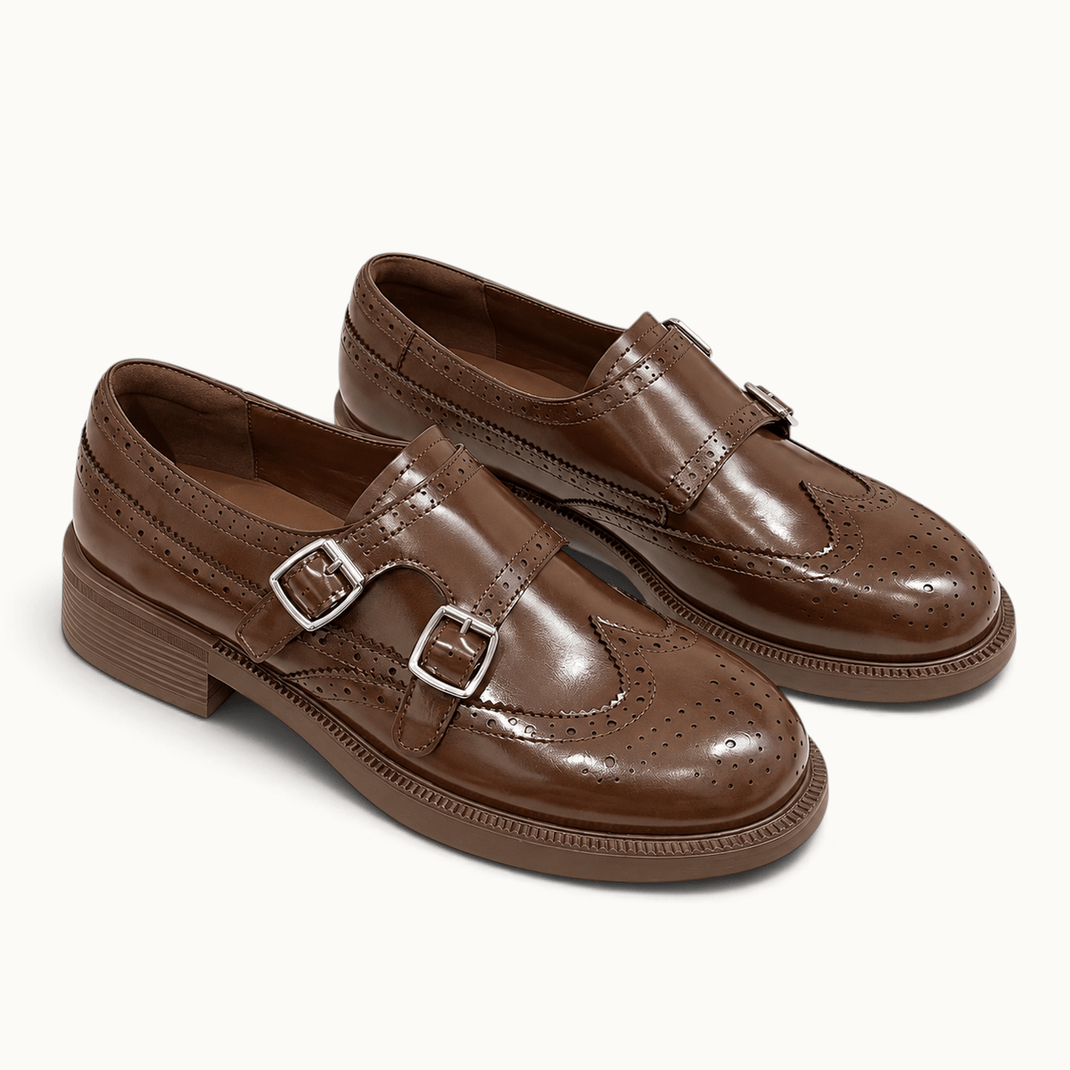 montelore-souliers Mocassins Cuir Fendu À Double Boucle