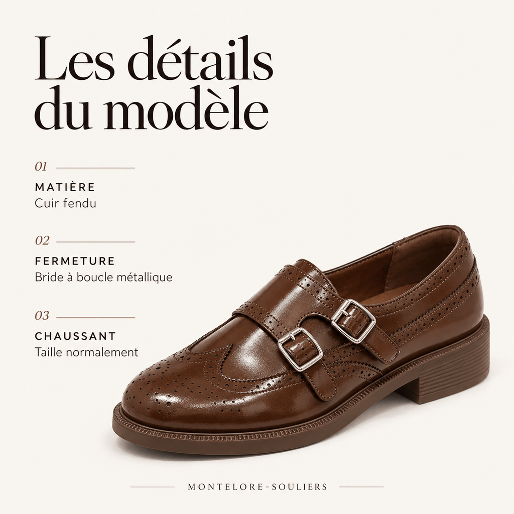 montelore-souliers Mocassins Cuir Fendu À Double Boucle