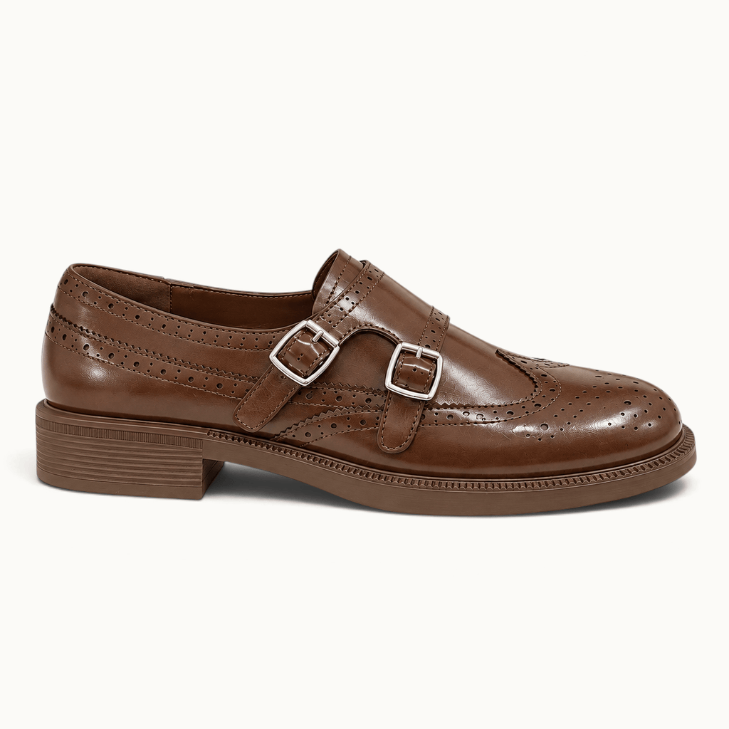 montelore-souliers Mocassins Cuir Fendu À Double Boucle