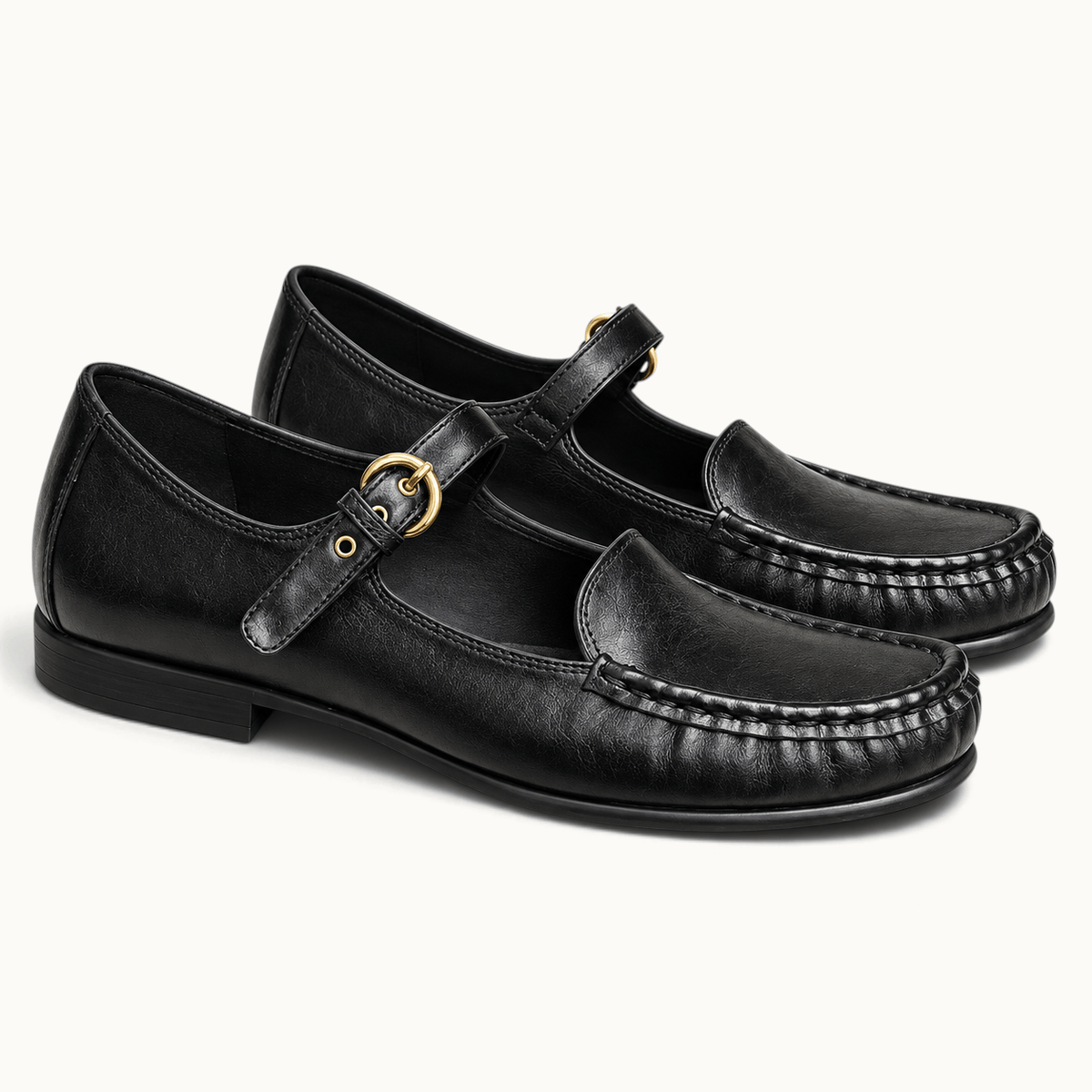 montelore-souliers Mocassins Cuir Noir à bride