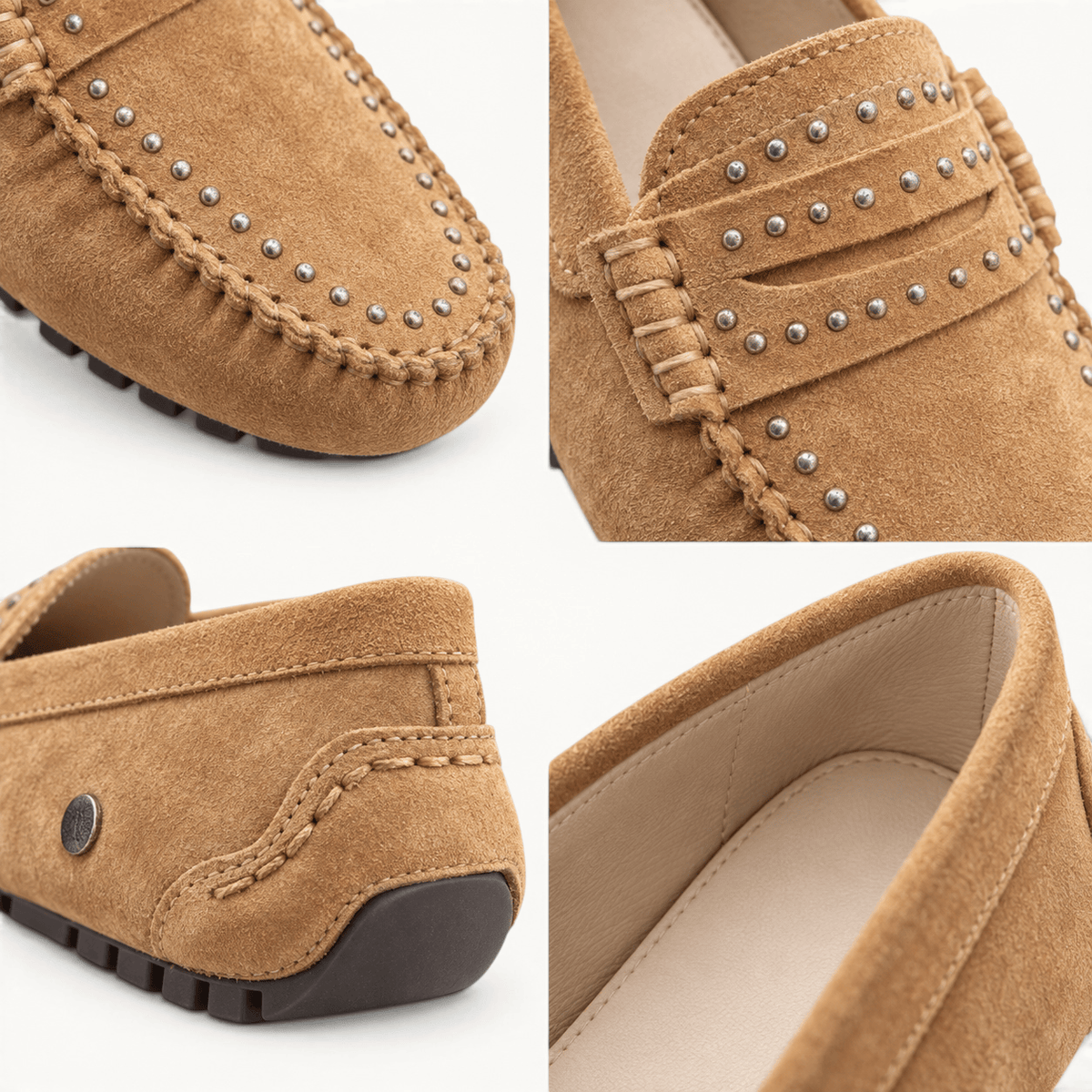 montelore-souliers Mocassins Cuir Suédé À Rivets