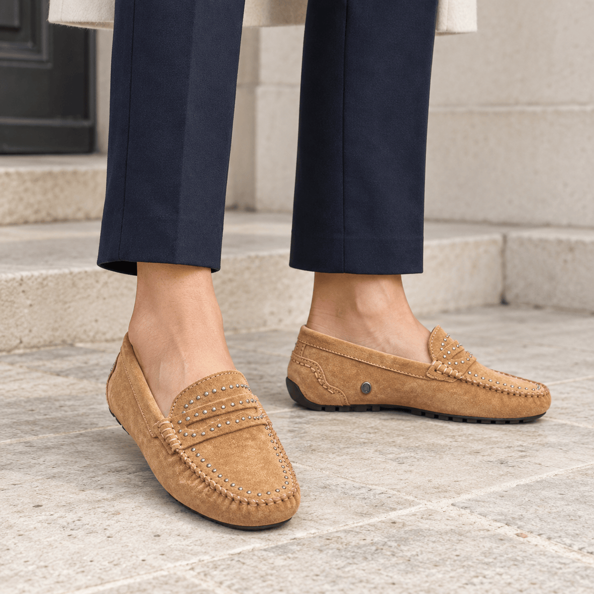 montelore-souliers Mocassins Cuir Suédé À Rivets