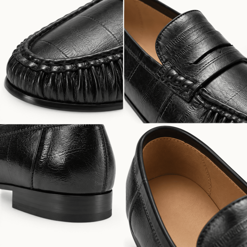 montelore-souliers Mocassins Cuir Véritable Plissés