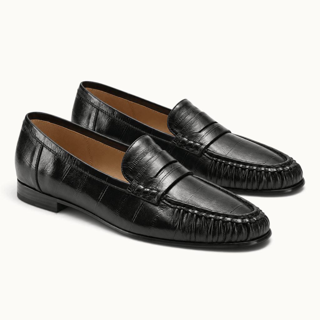 montelore-souliers Mocassins Cuir Véritable Plissés