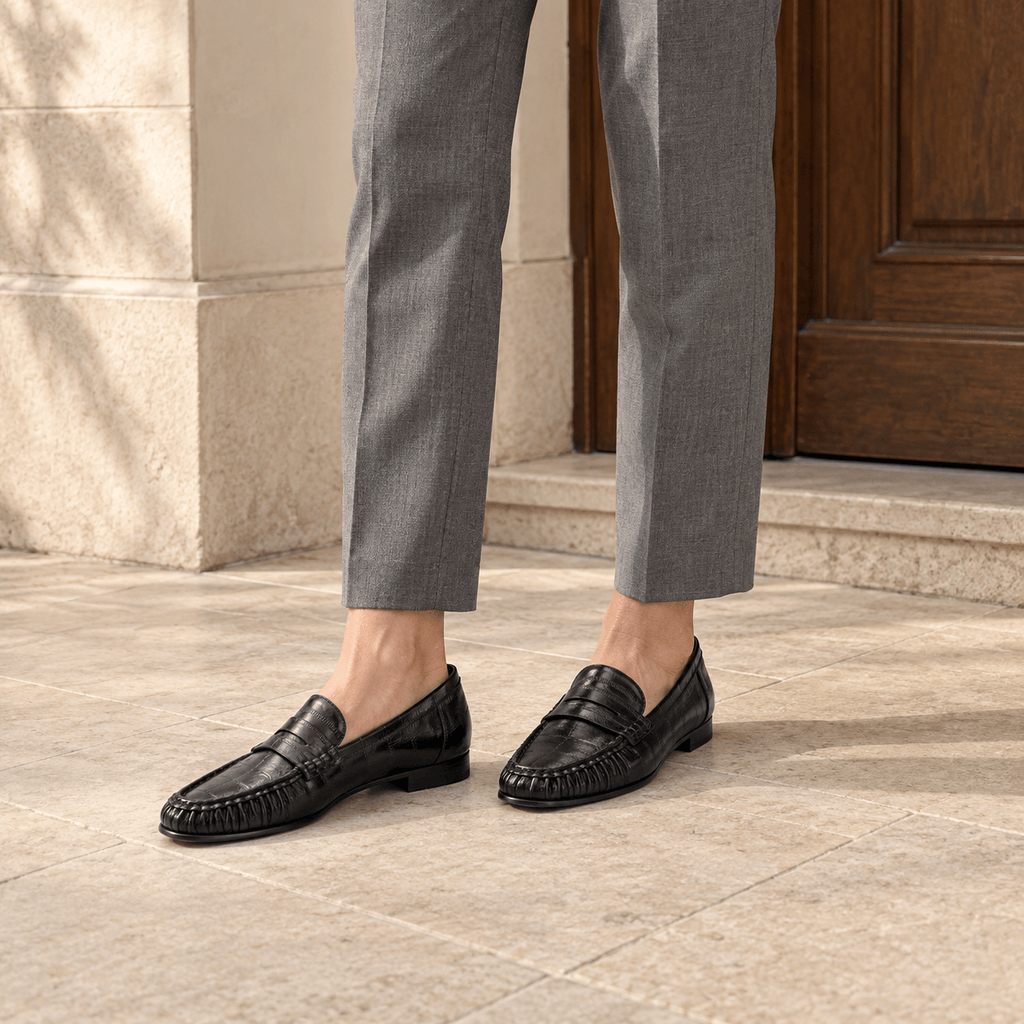 montelore-souliers Mocassins Cuir Véritable Plissés