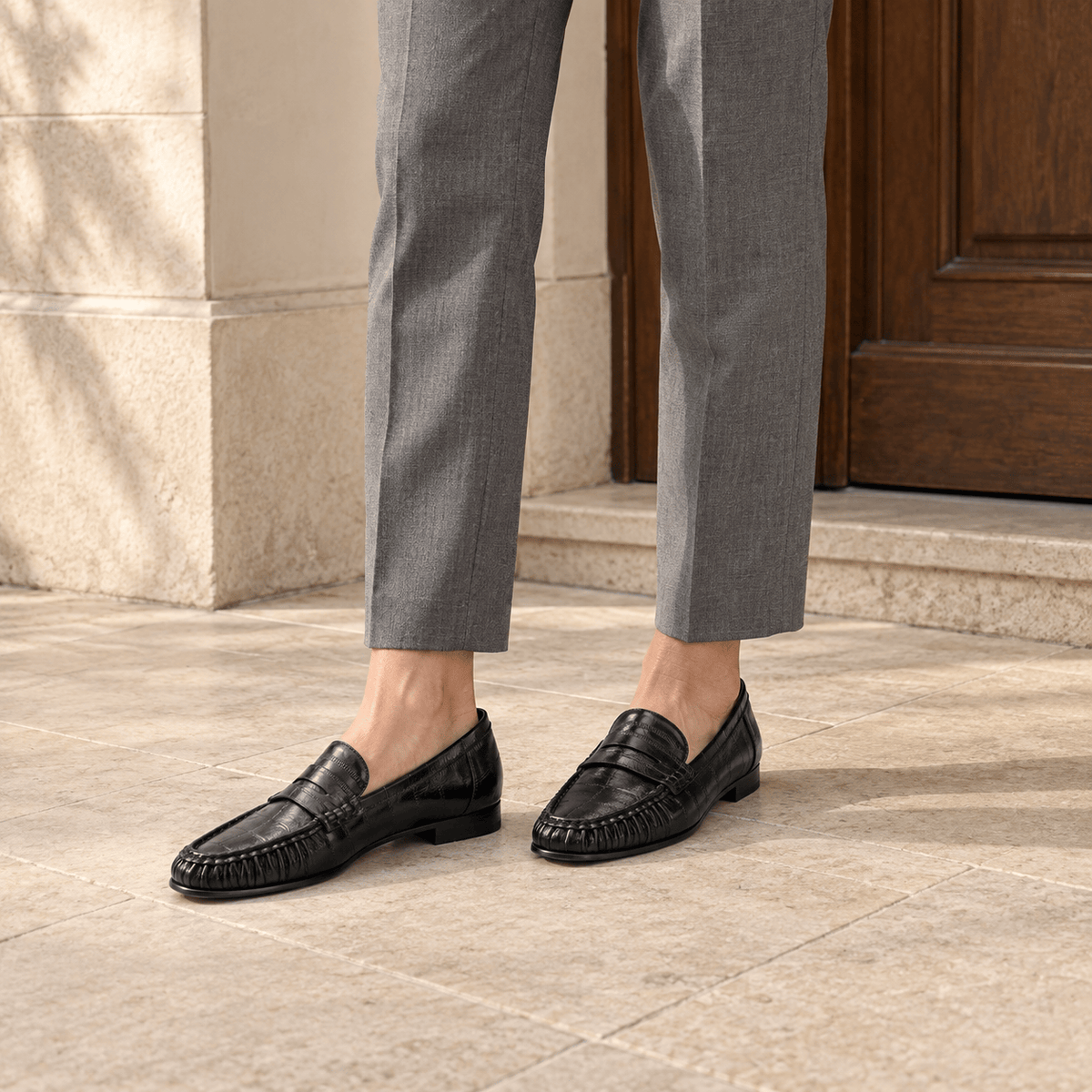 montelore-souliers Mocassins Cuir Véritable Plissés