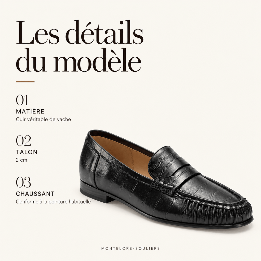 montelore-souliers Mocassins Cuir Véritable Plissés