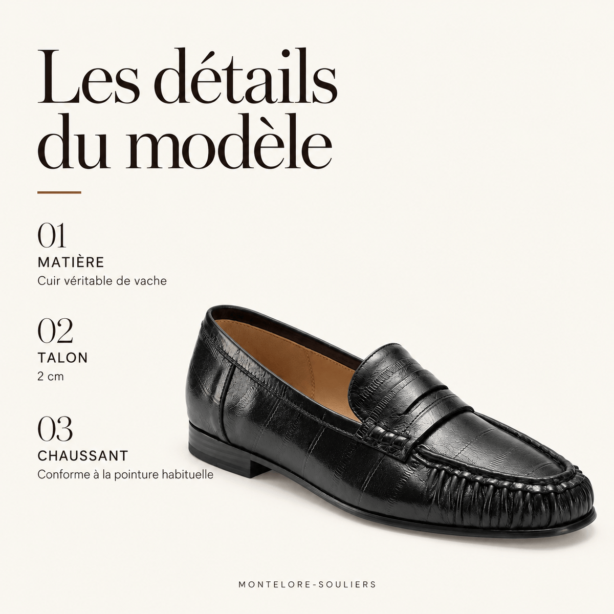 montelore-souliers Mocassins Cuir Véritable Plissés
