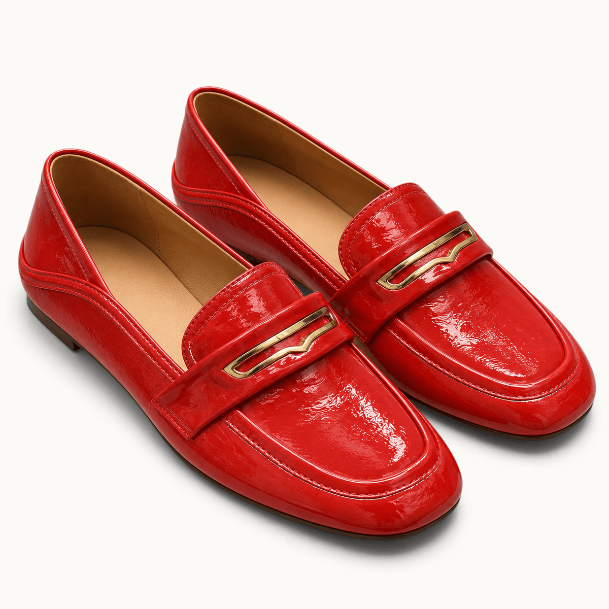 montelore-souliers Mocassins Cuir Verni Rouge