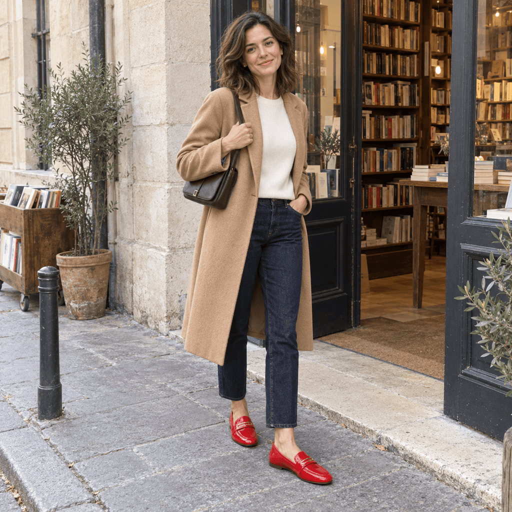 montelore-souliers Mocassins Cuir Verni Rouge