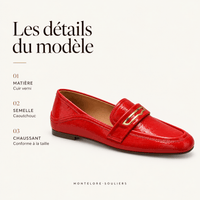montelore-souliers Mocassins Cuir Verni Rouge